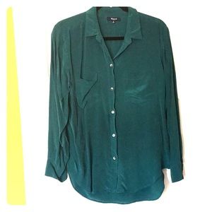 Madewell silk shirt in emerald color